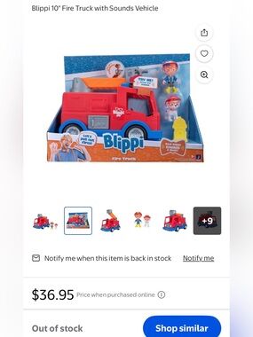 BLIPPI Red Fire Truck Toy with Sounds